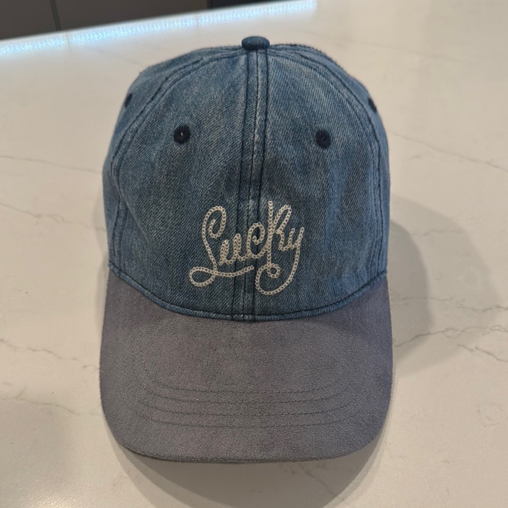 Lucky Brand Denim & Suede Baseball Cap